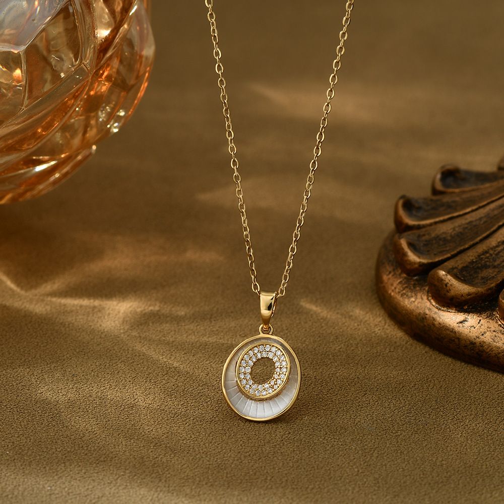 Double Oval MOP CZ Necklace