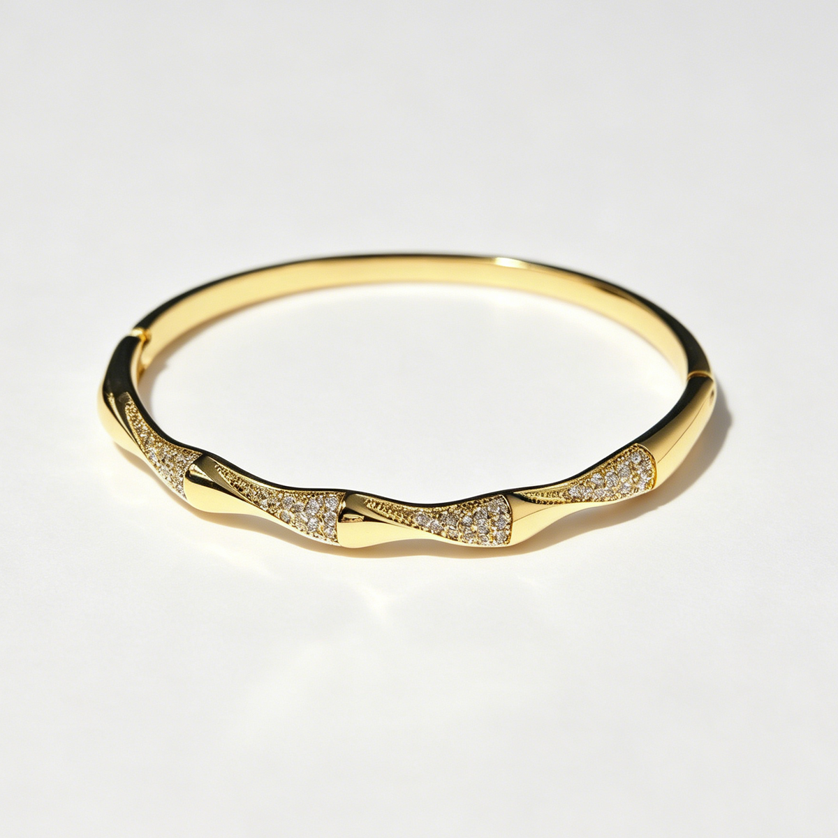 Bamboo CZ Bangle