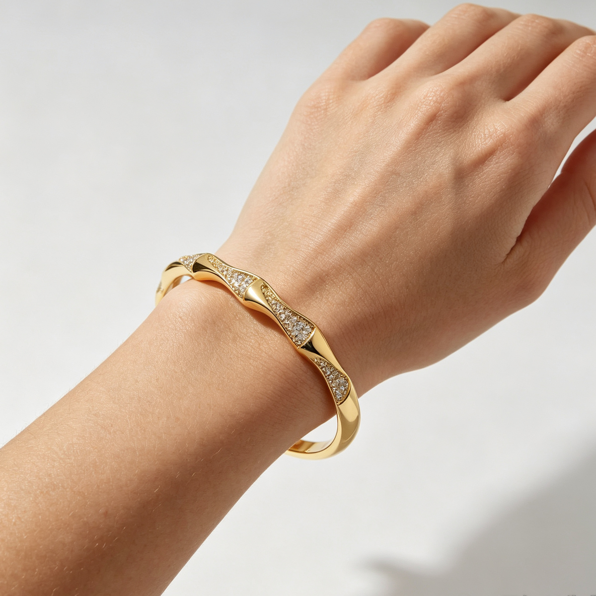 Bamboo CZ Bangle