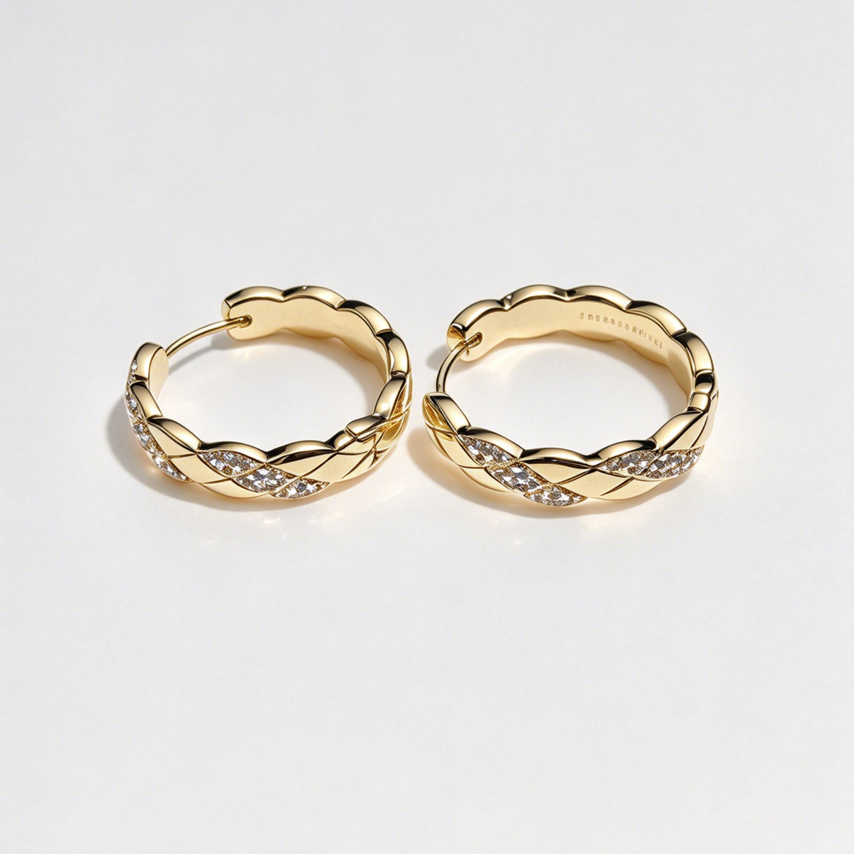 Twisted Paved C-Hoop Earrings