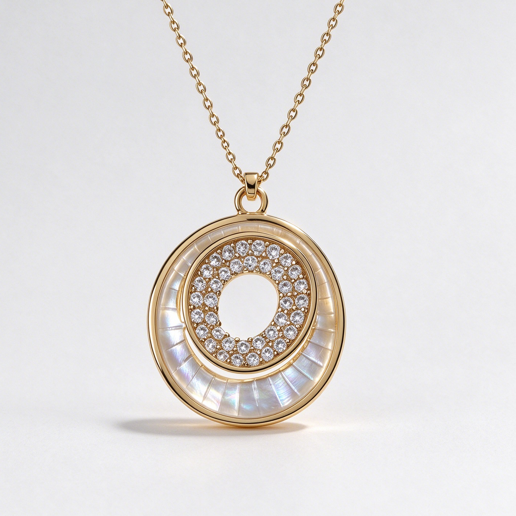 Double Oval MOP CZ Necklace