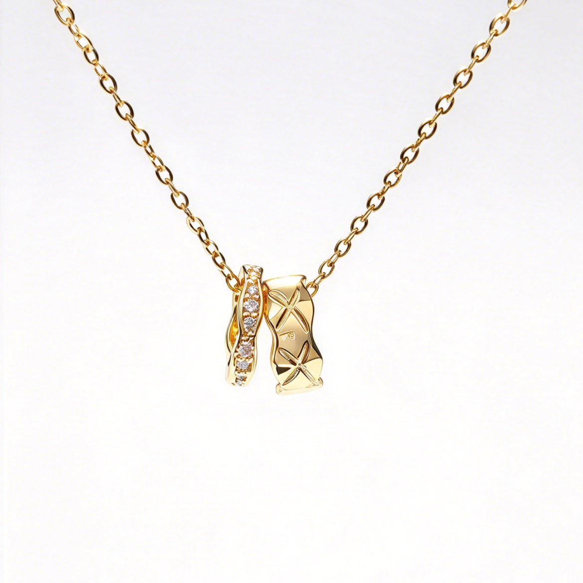 Dual Ring CZ Necklace