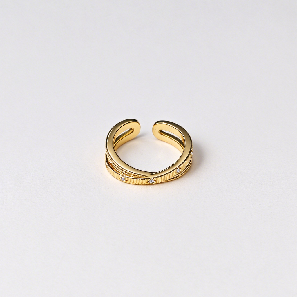 Twisted Texture CZ Open Ring