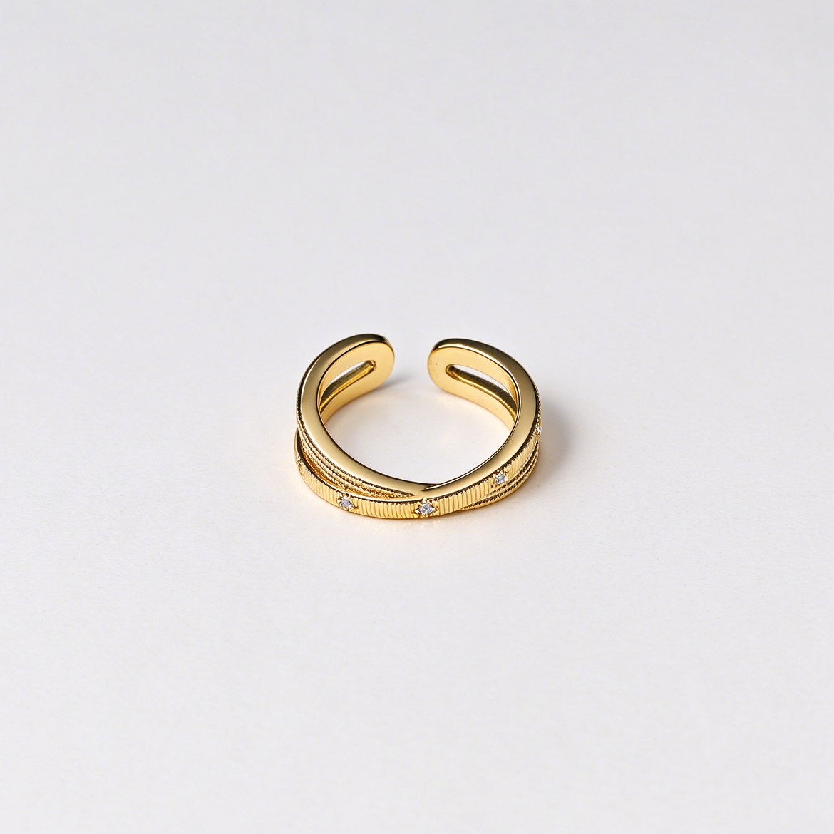 Twisted Texture CZ Open Ring